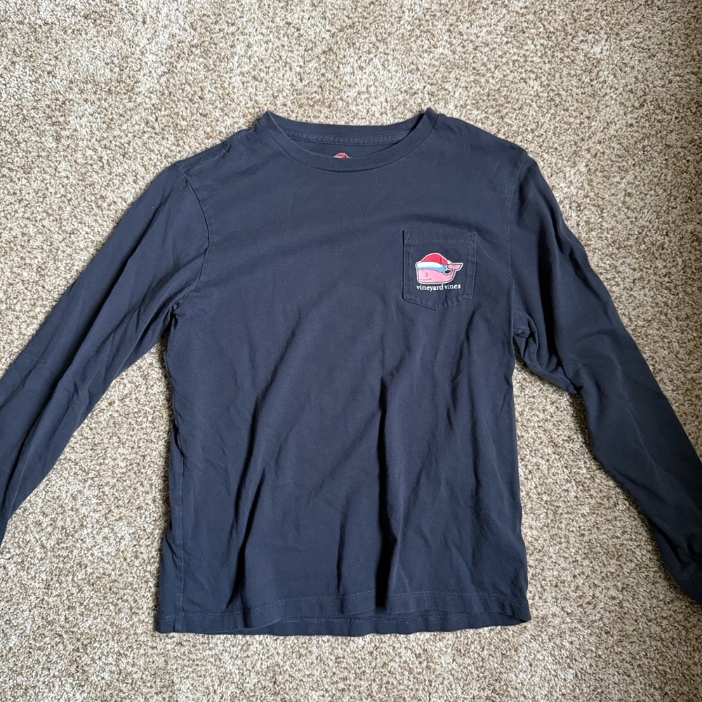 Vineyard Vines Navy "Happy Holidays" Boys Long-Sleeve Tee